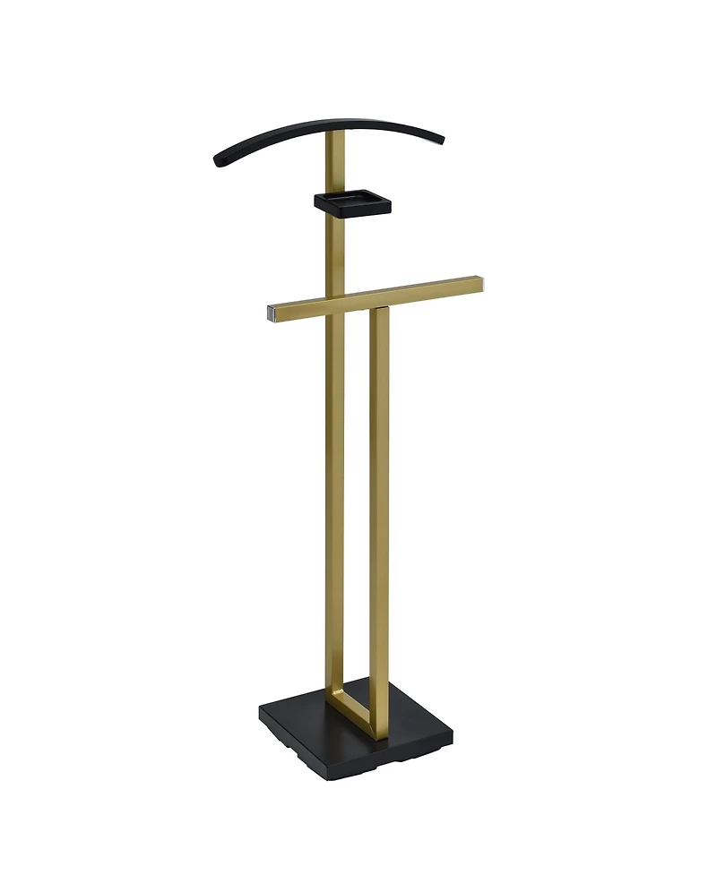 Kings Brand Furniture Vaccaro Metal & Wood Suit Valet Stand, Clothes Rack, White/Chrome