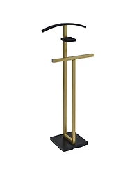 Kings Brand Furniture Vaccaro Metal & Wood Suit Valet Stand, Clothes Rack, White/Chrome