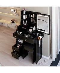 Flynama Small Size Drawer Desktop Vanity Table with Mirror Included for Home Beauty Routine