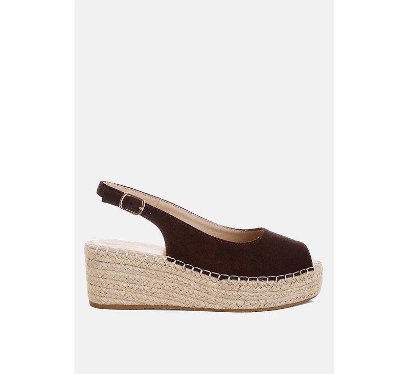 London Rag Womens Georna Peep Toe Espadrille Wedges