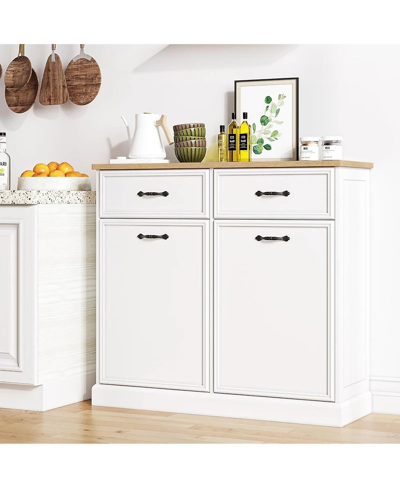 gaomon Trash Cabinet Tilt Out, Hidden Trash Storage Cabinet 10 gal