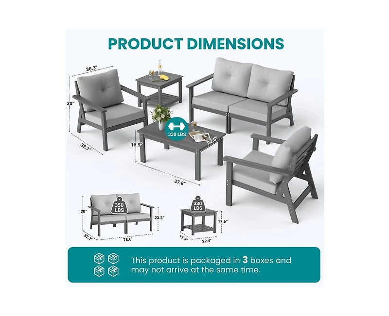 Pamapic Piece Hdpe Weather-Resistant Outdoor Patio Conversation Seating Set