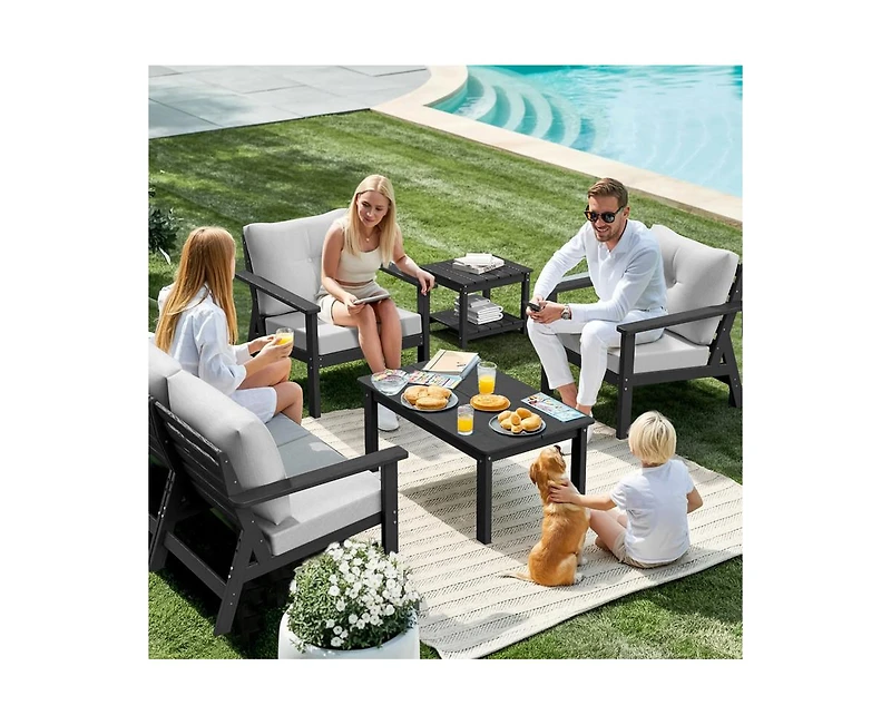 Pamapic Piece Hdpe Weather-Resistant Outdoor Patio Conversation Seating Set