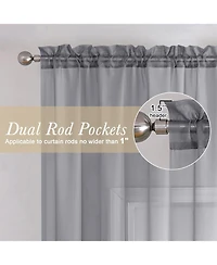 Kate Aurora 2 Piece For Extra Long Windows Rod Pocket Gray Rod Pocket Sheer Curtain Panels