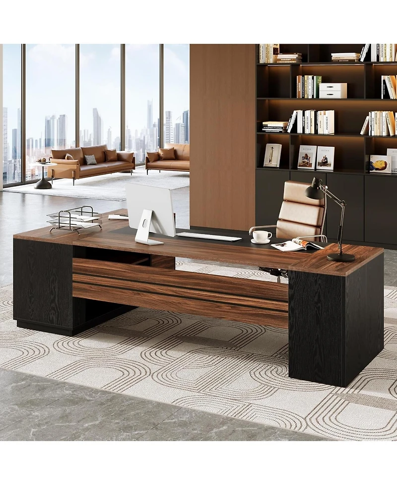 Tribesigns L Shaped Executive Desk with File Cabinet, 78.7'' Extra Large Home Office Desk with Drawers, Professional Spacious Workstation