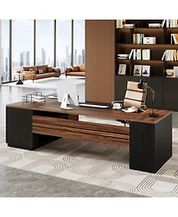 Tribesigns L Shaped Executive Desk with File Cabinet, 78.7'' Extra Large Home Office Desk with Drawers, Professional Spacious Workstation