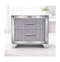 Flynama Luxurious Contemporary Nightstand with Storage Space Glass Top Bedroom Storage Furniture