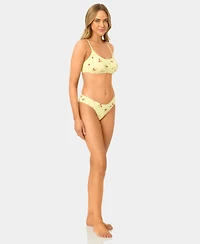 California Waves Women's Solid Popcorn Scrunch Scoop Neck Swim Bikini Top