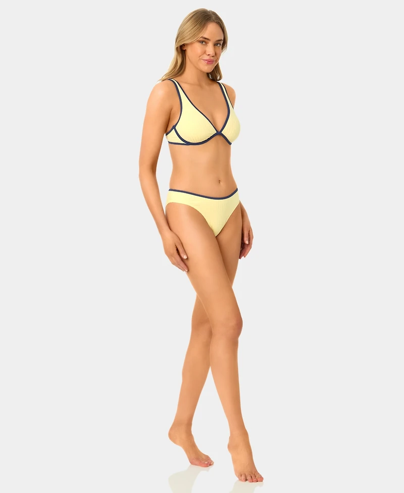 California Waves Women's Solid Plunge Underwire Swim Bikini Top