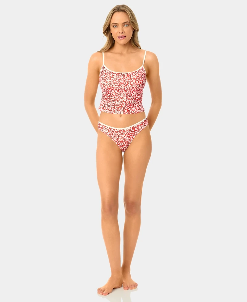 California Waves Women's Garden Ditsy Wide Rib Tankini Top