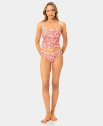 California Waves Womens Garden Ditsy Wide Rib Tankini Top High Leg Swim Bottoms