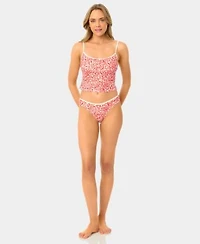 California Waves Womens Garden Ditsy Wide Rib Tankini Top High Leg Swim Bottoms