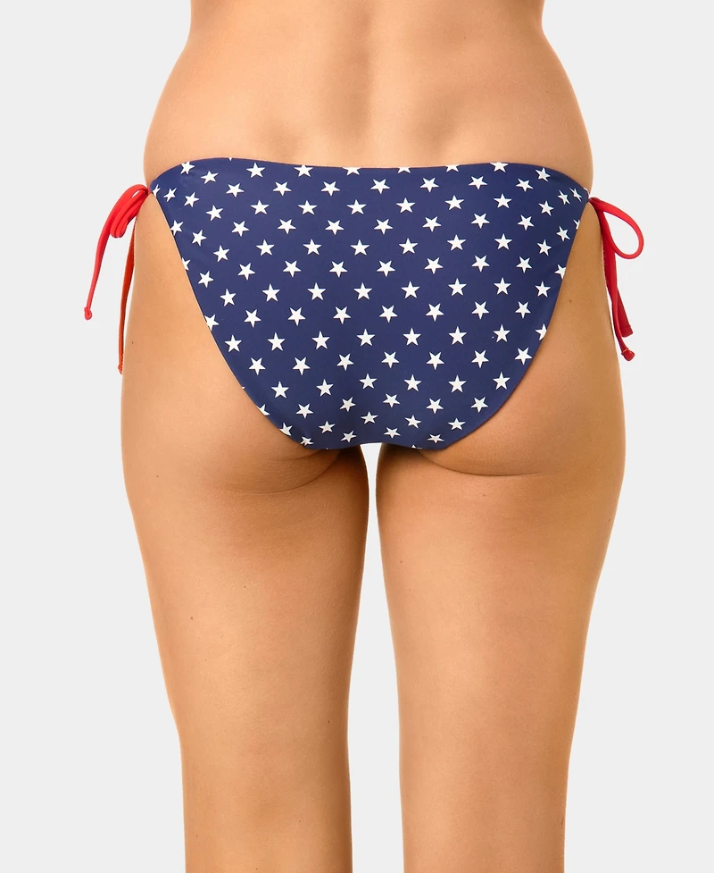 California Waves Women's Star and Stripe Reversible Side-Tie Swim Bottoms