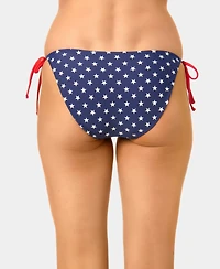 California Waves Women's Star and Stripe Reversible Side-Tie Swim Bottoms