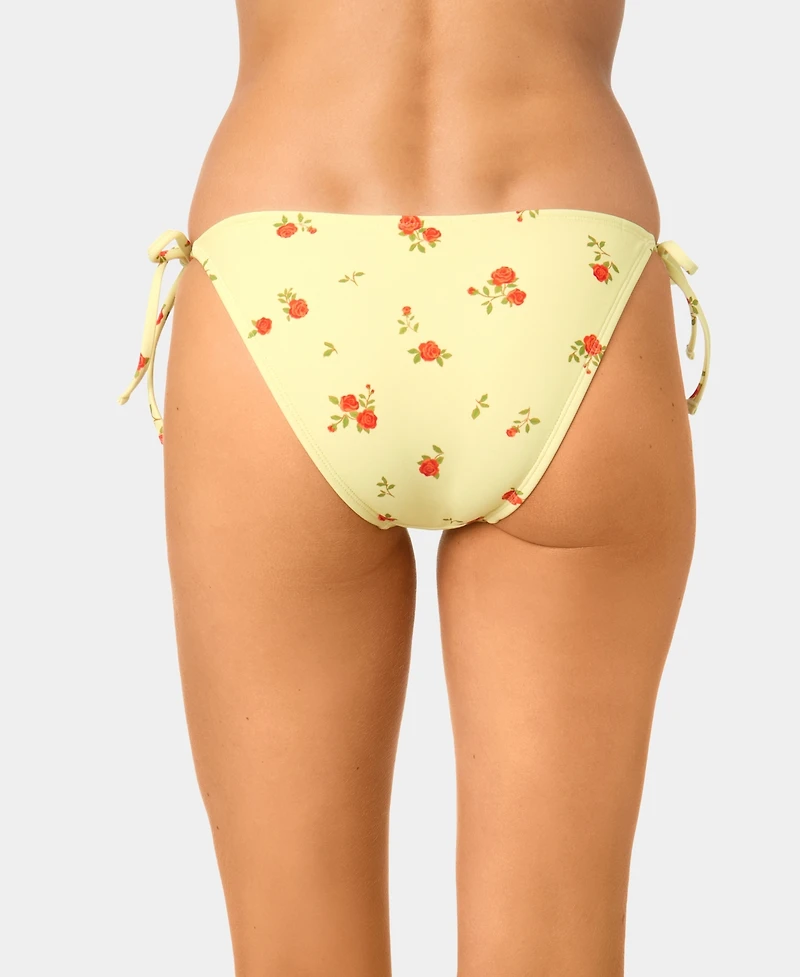 California Waves Women's Tiny Ditsy Ruffle Tie High-Leg Cheeky Swim Bottoms