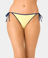 California Waves Women's Solid Wide Rib Side-Tie Swim Bottoms