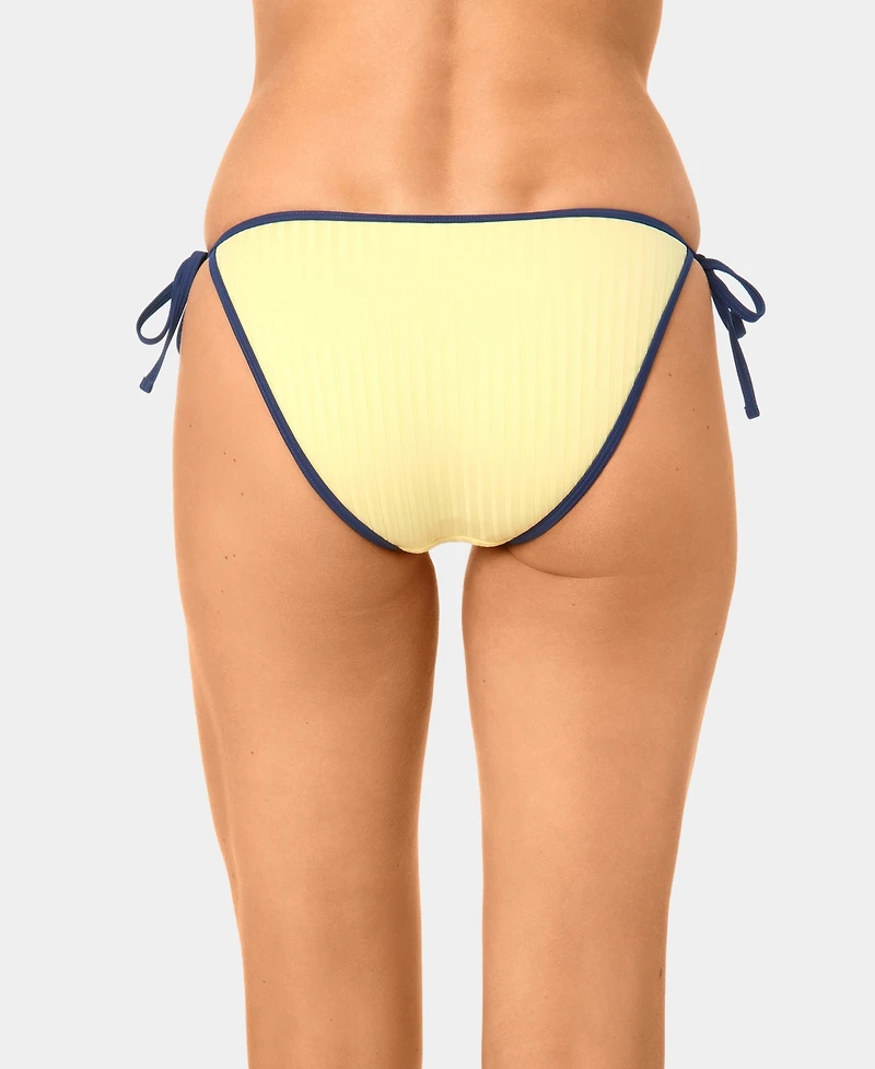 California Waves Women's Solid Wide Rib Side-Tie Swim Bottoms