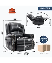 Sumyeg Recliner Chair with Heat Massage Manual Rocker and Swivel in Fabric