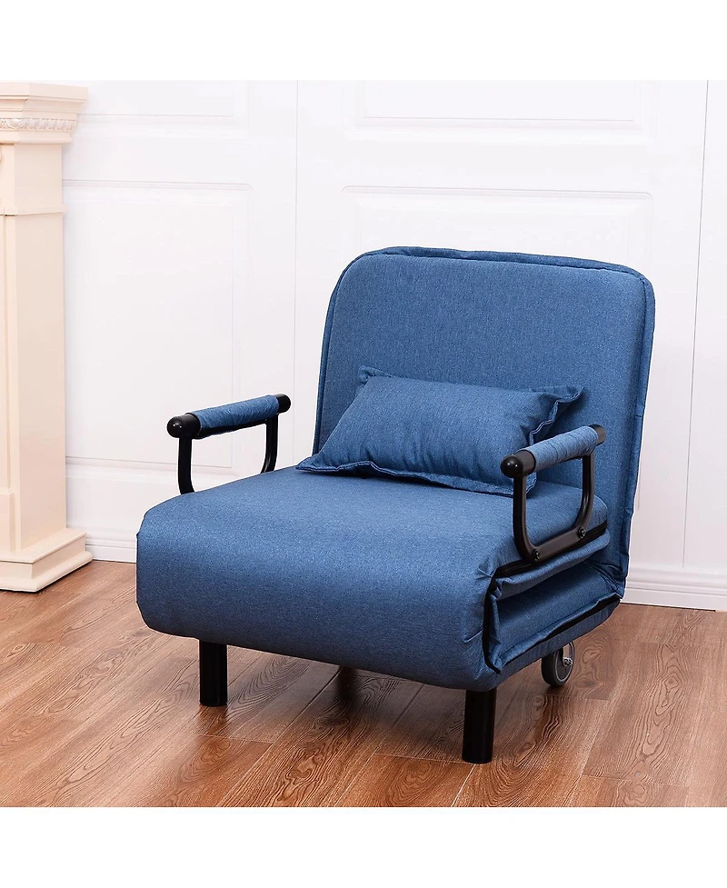 Sugift 3-in-1 Convertible Sofa Bed with 5-Position Adjustable Backrest and Lumbar Pillow