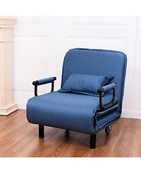 Sugift 3-in-1 Convertible Sofa Bed with 5-Position Adjustable Backrest and Lumbar Pillow