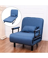 Sugift 3-in-1 Convertible Sofa Bed with 5-Position Adjustable Backrest and Lumbar Pillow