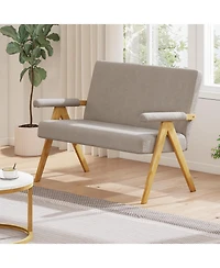 Sugift Loveseat Sofa with Armrests and Wooden Legs.