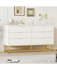 gaomon 6 Drawer Dresser for Bedroom with Metal Legs, Storage Chest Cabinet Organizer for Living Room, Hallway, Entryway