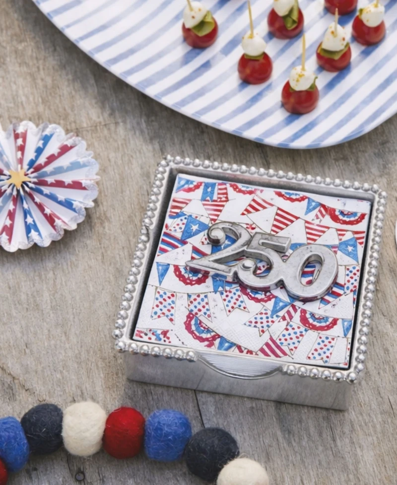Mariposa Aluminum 250 Beaded 5.75" Napkin Box Set