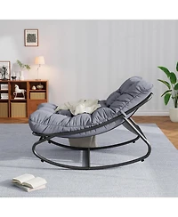 gaomon 2Pcs Indoor/Outdoor Rocking Papasan Chairs, Patio Rocking Chairs with Comfy Cushions, Sturdy Metal Frame, Outdoor Papasan Chair