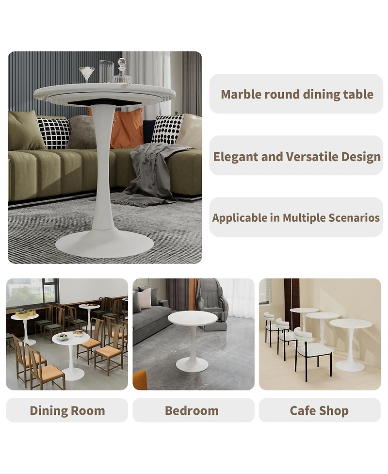 Rainsken 27.6" Coffee Table, Modern Tulip Center Table, Mid-Century Leisure Table for Small Places, Living Room