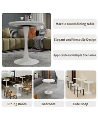 Rainsken 27.6" Coffee Table, Modern Tulip Center Table, Mid-Century Leisure Table for Small Places, Living Room