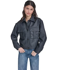 Levi's Women's Faux Leather Button Closure Shacket