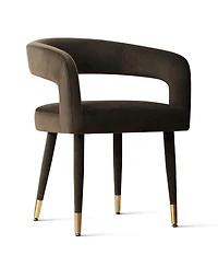 Maison Boucle Velvet Upholstered Dining Chairs Set of 2, Modern Open Back Armchairs