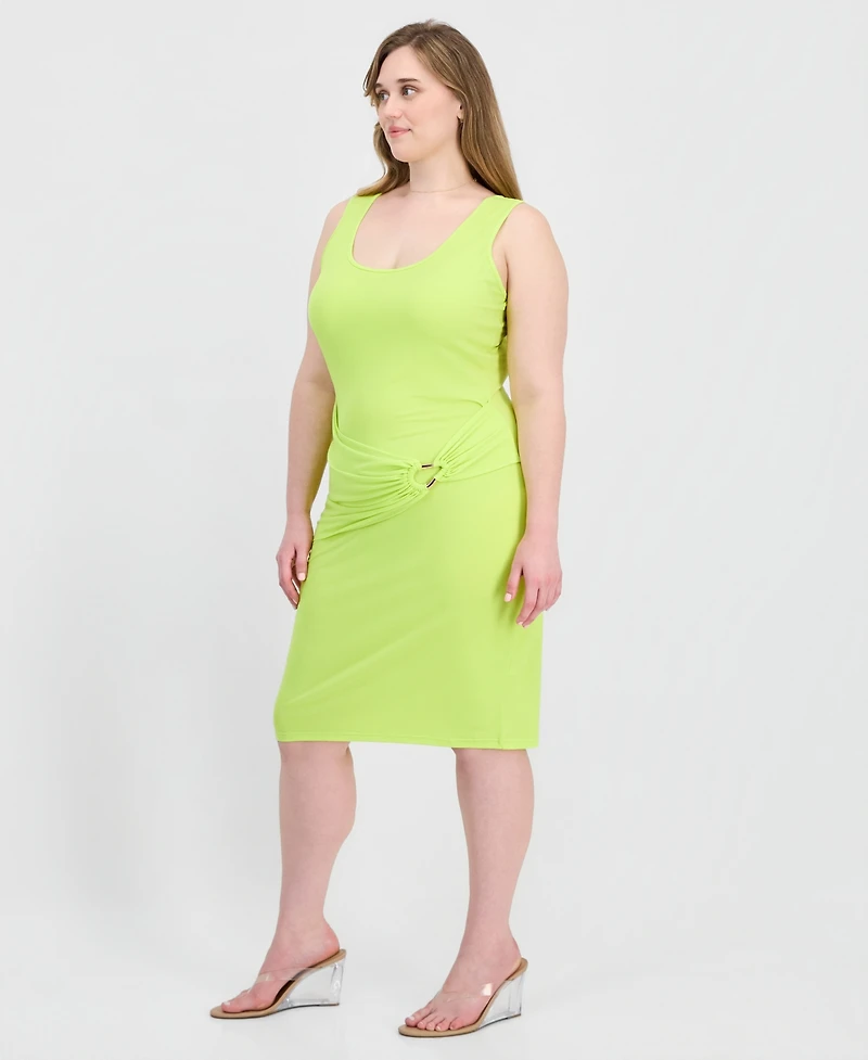 Full Circle Trends Trendy Plus Sash-Belt Bodycon Dress