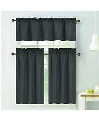 Rt Designers Collection 100% Polyester Gibson Solid 3 Piece Kitchen Curtains Valance and Tiers Set
