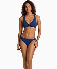 Lauren Ralph Lauren Womens Ring Over The Shoulder V Neck Bikini Top Full Coverage Ring Hipster Bottom