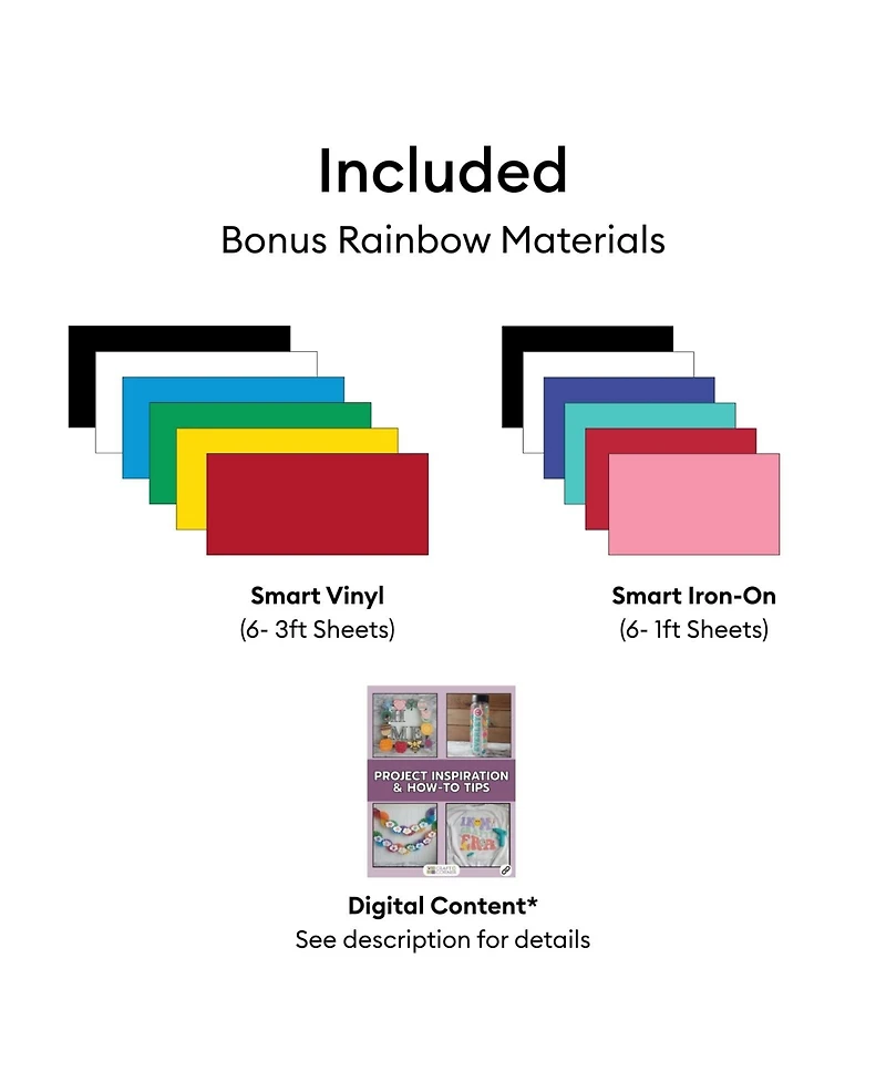 Cricut Joy 2 Rainbow Essential Bundle - Compact Smart Cutting Machine with Smart Vinyl, Smart Iron On, Cardstock, Insert Cards and Printable Vinyl