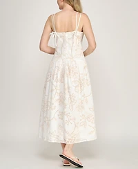 Invitee Women's Strappy Sweetheart Neck Midi Dress