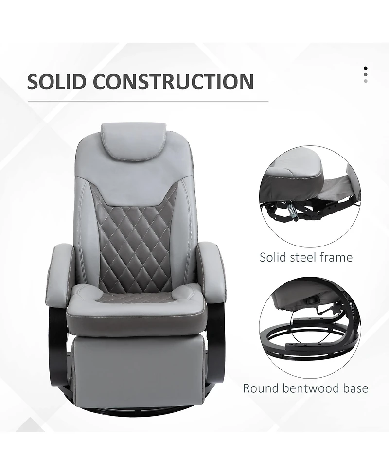 Homcom Fake Leather Rocking Living Room Chair with 360 Swivel Rotation & Sponge Cushion