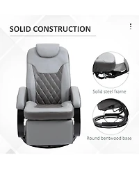 Homcom Fake Leather Rocking Living Room Chair with 360 Swivel Rotation & Sponge Cushion