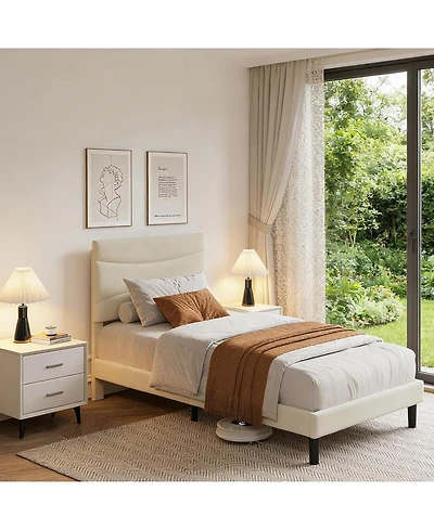 gaomon Bed Frame with Headboard, Velvet Upholstered Platform Bed Frame No Box Spring Needed with Under-Bed Storage and Strong Wood Slats