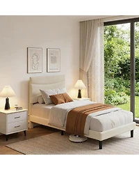 gaomon Bed Frame with Headboard, Velvet Upholstered Platform Bed Frame No Box Spring Needed with Under-Bed Storage and Strong Wood Slats