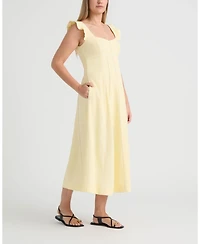 Ellen Tracy Women's Linen Dress with Contrast Pipping