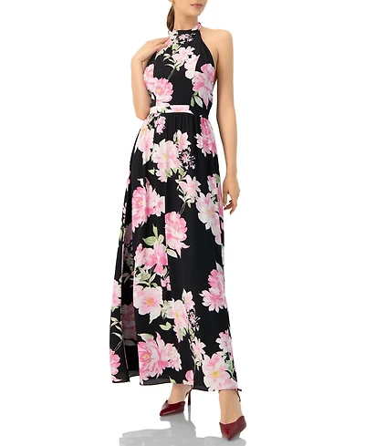 Ivonne Women's Floral Halter Neck Backless Maxi Dress