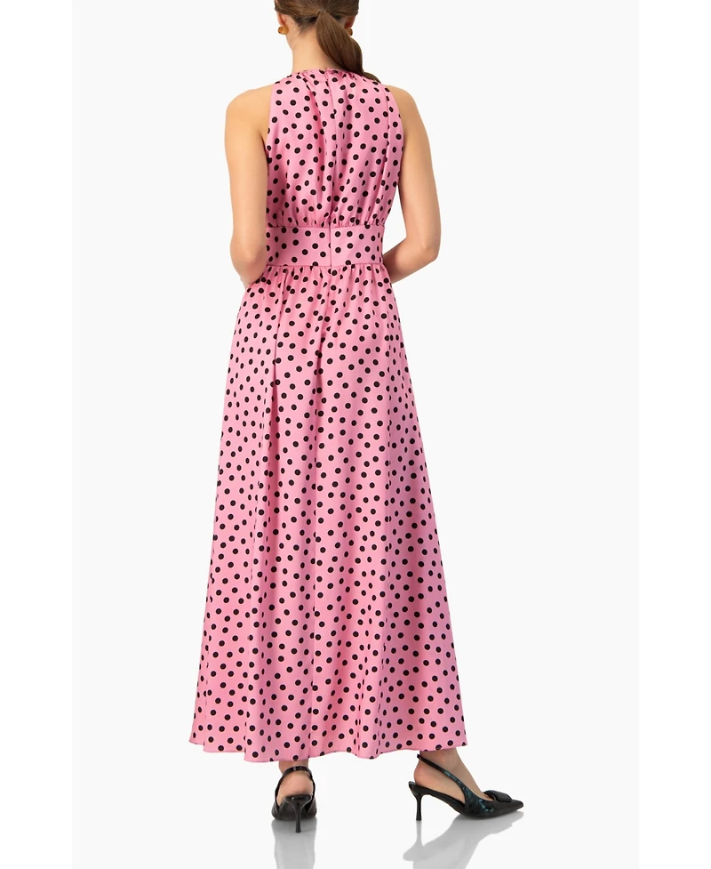 Ivonne Women's Long Open-Leg Polka Dot Halter Neck Dress