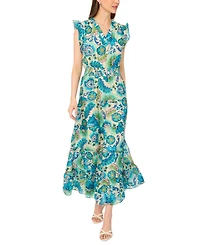 Msk Petite Smock Waist Tiered Midi Dress