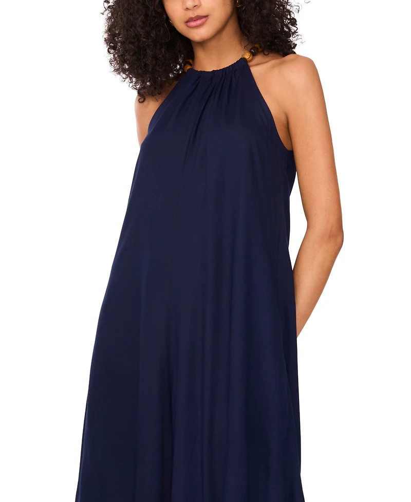 Msk Women's Halter Beaded-Trim Asymmetrical-Hem Jumpsuit