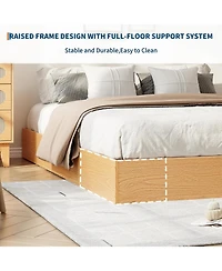 gaomon California King Platform Bed No Headboard Floor Standing Solid Slat Support Minimalist No Box Spring Easy