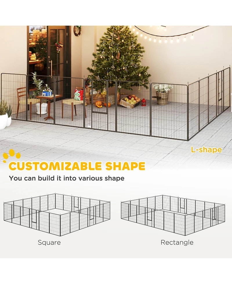 Paw Hut 24 Panel 32 Inch Dog Playpen for Small and Medium Dogs, Gray