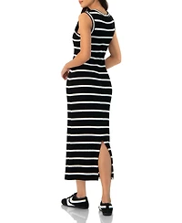 Ivonne Women's Sleeveless Striped Knit Long Dress